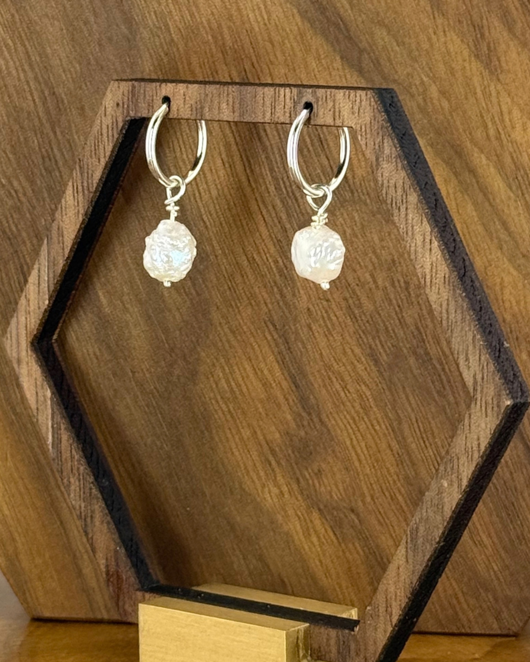 Sterling Silver Huggie Hoops with Freshwater Pearls