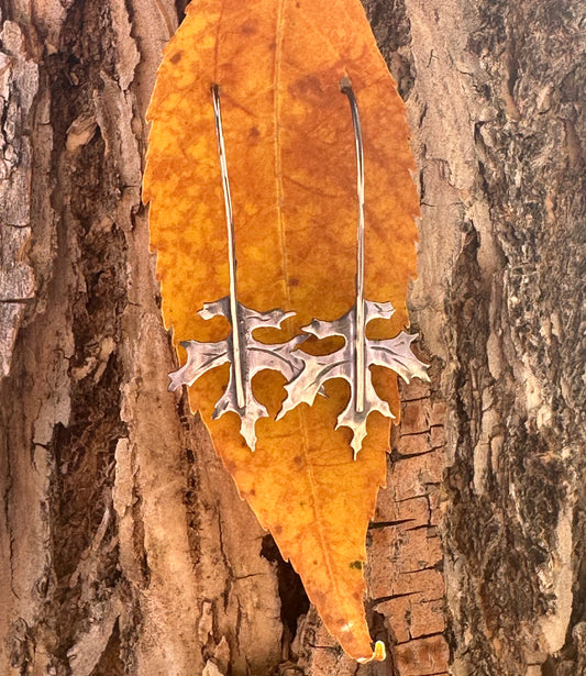Oak Leaf Earrings with Patina