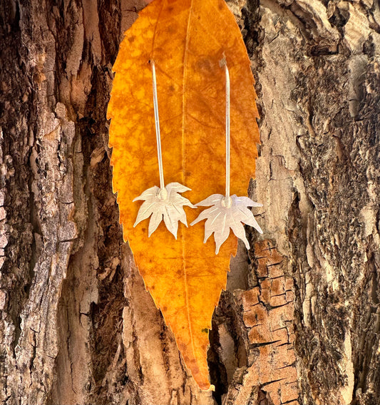 Silver Japanese Maple Leaf Earrings